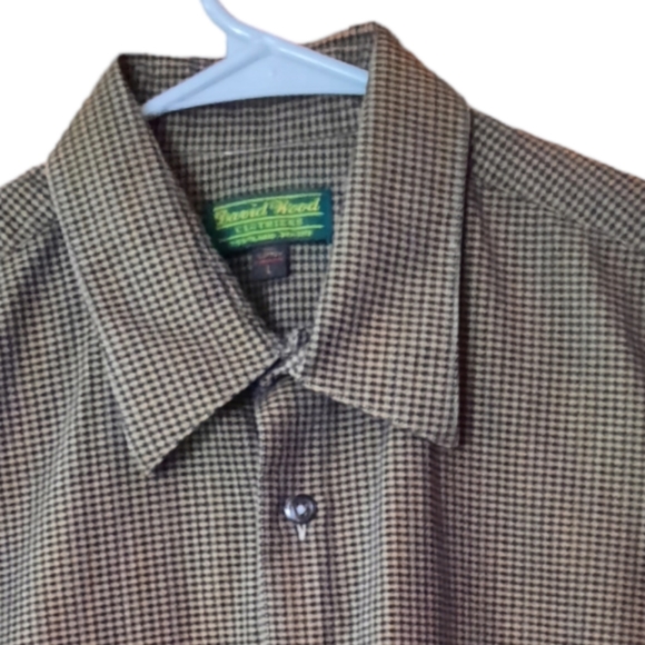 DAVID WOOD CLOTHIERS Button Up Checkered Shirt Mens Size L Portland Maine USA - Picture 3 of 8